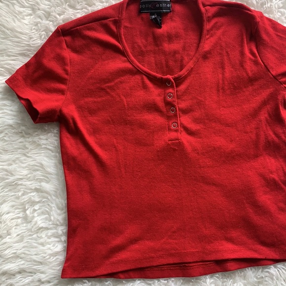 Vintage Polly Esther T-shirt read ribbed 2000s cute - Picture 3 of 3